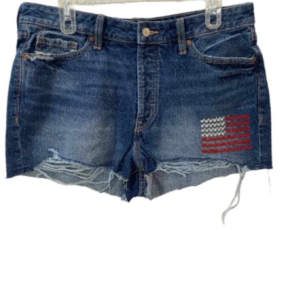 Old Navy  High Rise O.G. Straight Cut-Off Flag denim shorts